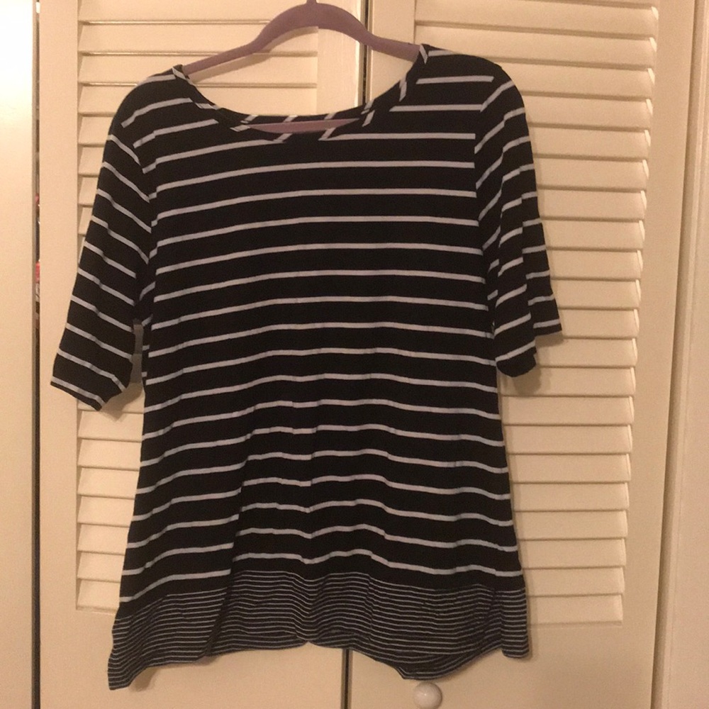 Black & White 3/4 sleeve striped T XL